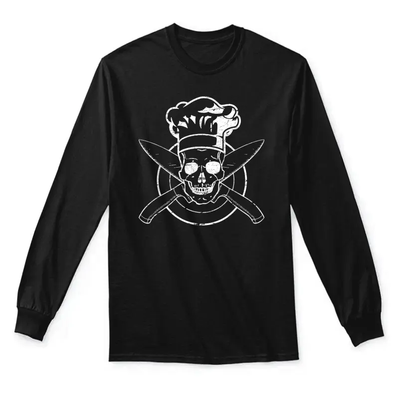 Chef Shirt Skull Chef's Hat Cooking Bbq Grilling Tee Gift Unisex Long Sleeve T-Shirt