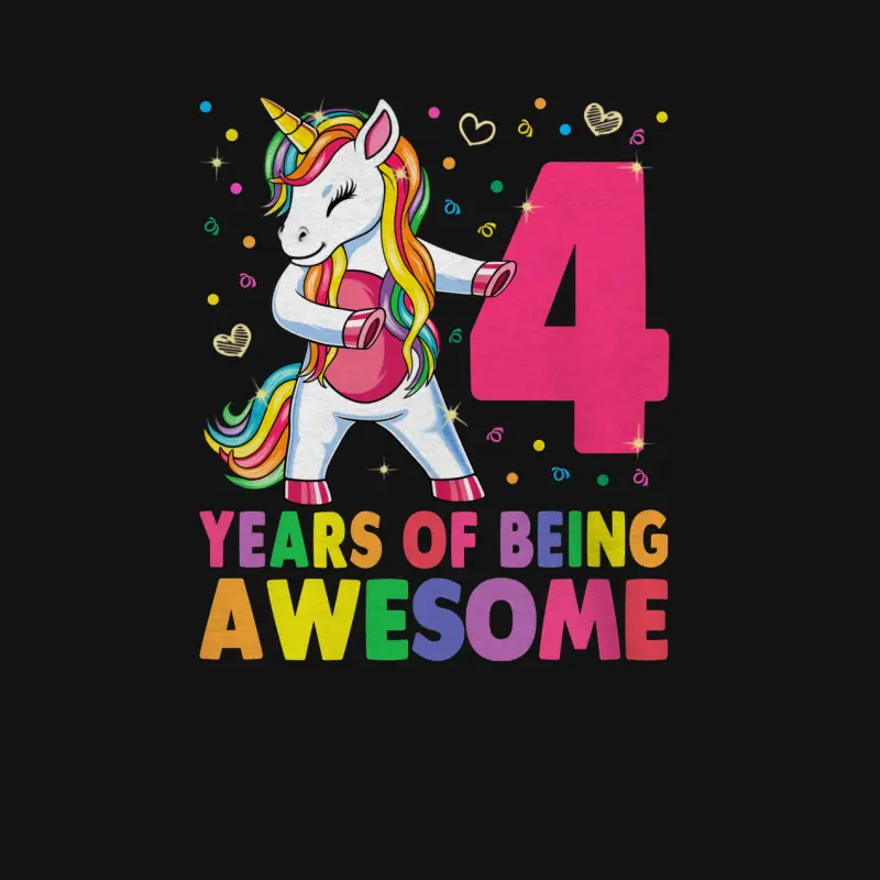 4 Years Old Unicorn Flossing 4Th Birthday Girl Unicorn Party Youth Staple T-Shirt