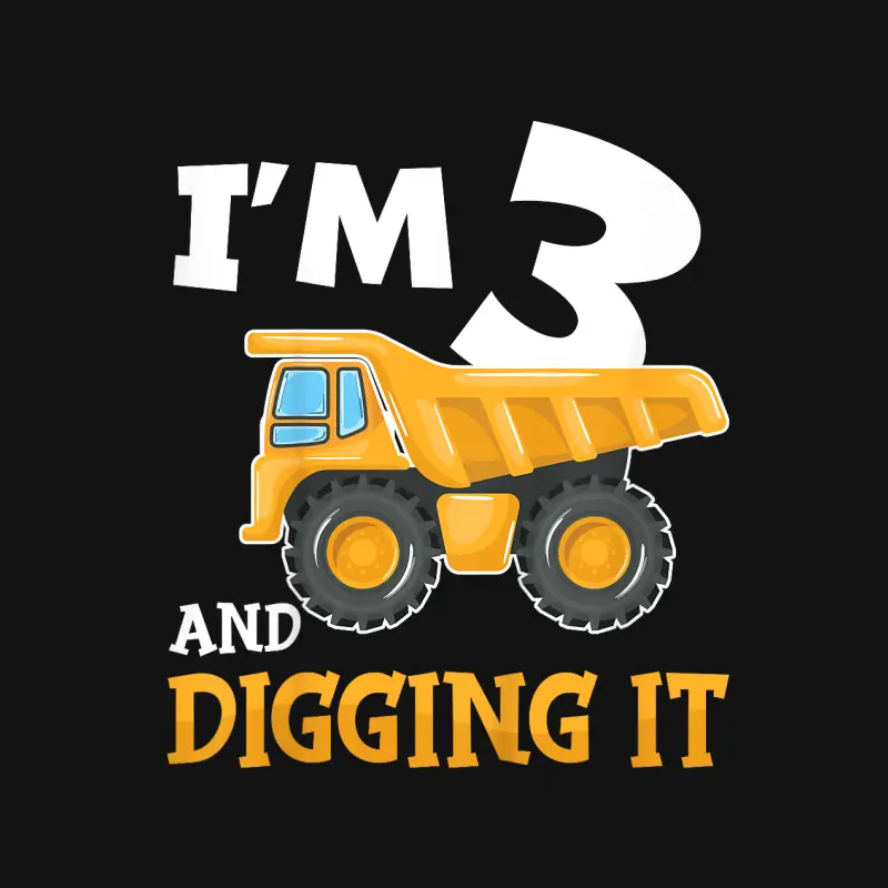 Three 3Yr 3Rd Birthday Construction Boy 3 Years Old Unisex Long Sleeve T-Shirt