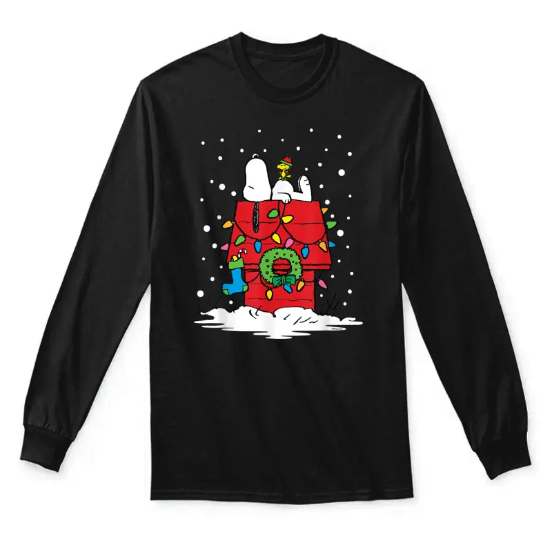Peanuts Holiday Snoopy And Woodstock Stocking Unisex Long Sleeve T-Shirt