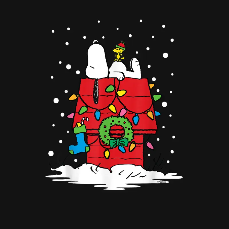 Peanuts Holiday Snoopy And Woodstock Stocking Unisex Long Sleeve T-Shirt
