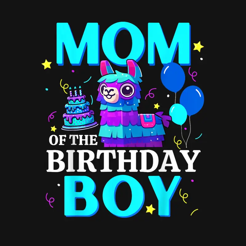 Mom Of The Birthday Boy Llama B-Day Party Matching Family Unisex Long Sleeve T-Shirt