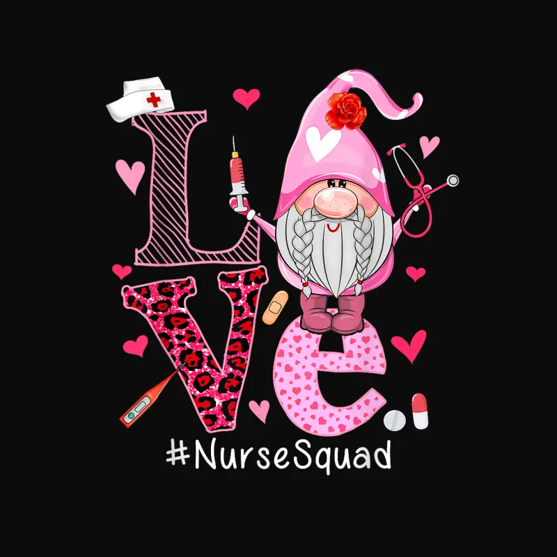Love Nurse Squad Cute Happy Valentine's Day Gnome Lover Unisex Staple T-Shirt
