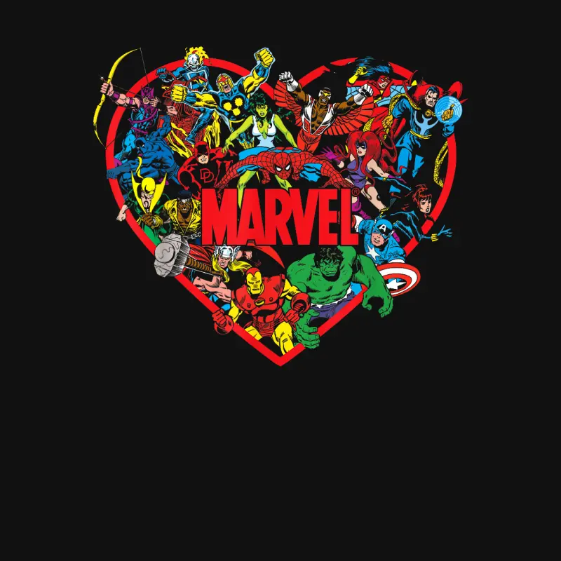 Marvel Valentine's Day Group Shot Heart Mashup Baby Onesie