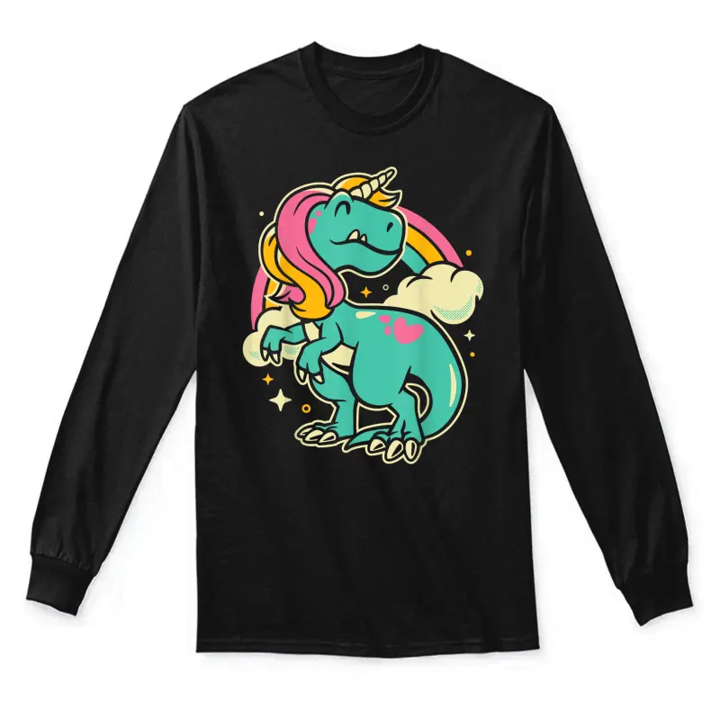 Majestic Unicornasaurus T Rex Unicorn Dinosaur Boys Girls Unisex Long Sleeve T-Shirt