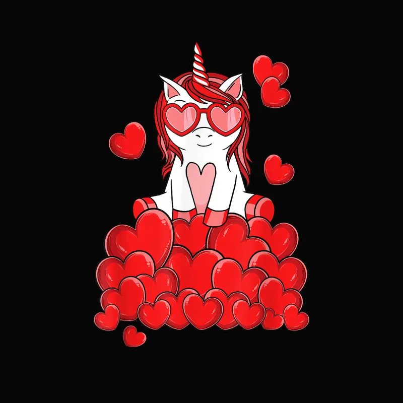 Cute Unicorn Lover Valentines Day Heart Toddler Staple T-Shirt