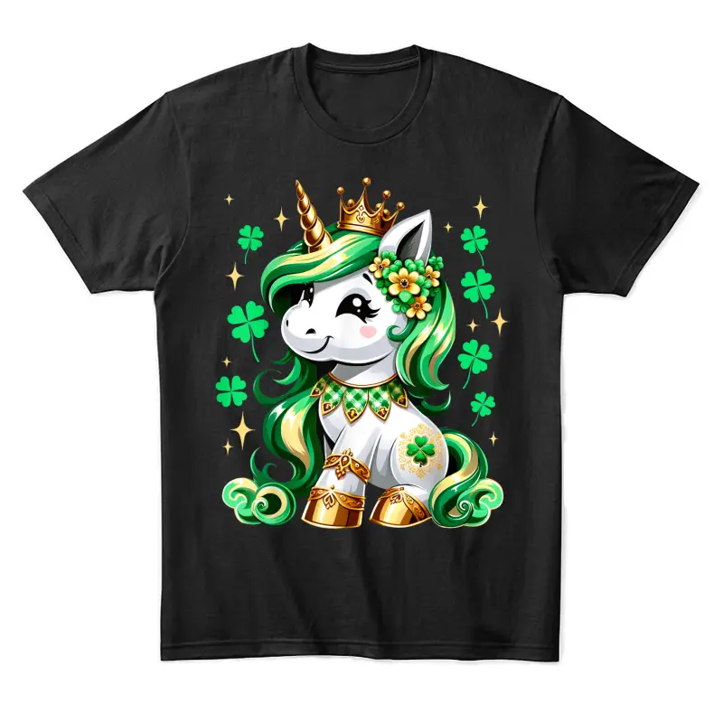 Cute Unicorn Shamrock St Patricks Day Girls Kids Lepricorn Unisex Staple T-Shirt