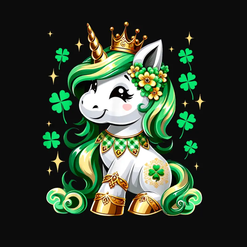 Cute Unicorn Shamrock St Patricks Day Girls Kids Lepricorn Unisex Staple T-Shirt