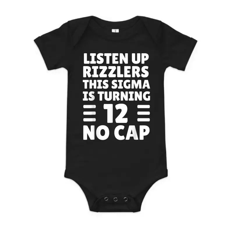 Funny 12 Year Old Birthday Shirt - Rizz, Sigma, Brain Rot Baby Onesie