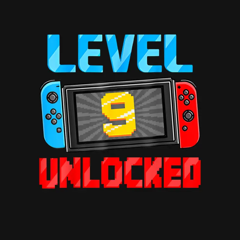 Level 9 Unlocked Gamer 9Th Birthday Gift Video Game Boys Youth Staple T-Shirt