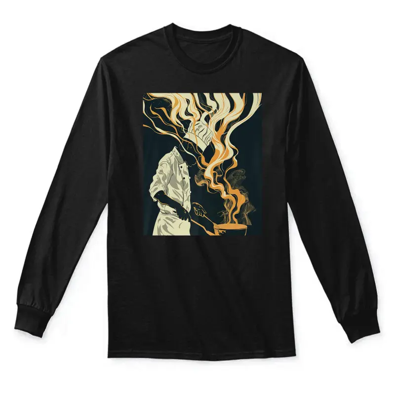 Abstract Line Cook Head Sous Chef Kitchen Cooking Food Art Premium Unisex Long Sleeve T-Shirt