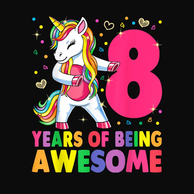 8 Years Old Unicorn Flossing 8Th Birthday Girl Unicorn Party Unisex Staple T-Shirt