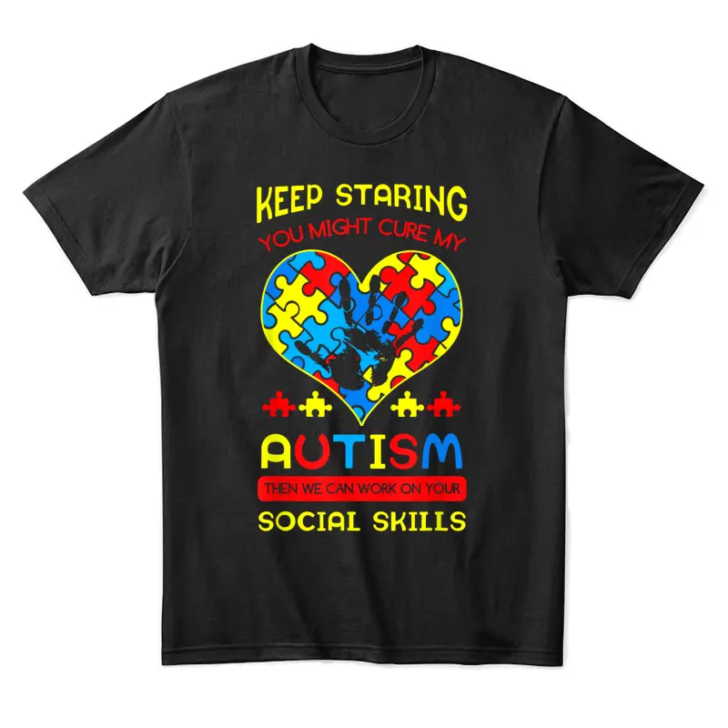 Autism Social Skills Autistic Puzzle Piece Stop Hand Gift Unisex Staple T-Shirt