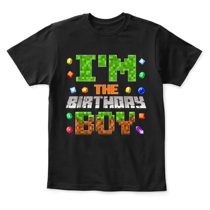 I'm The Birthday Boy Party Video Gamer Pixel Number Youth Staple T-Shirt