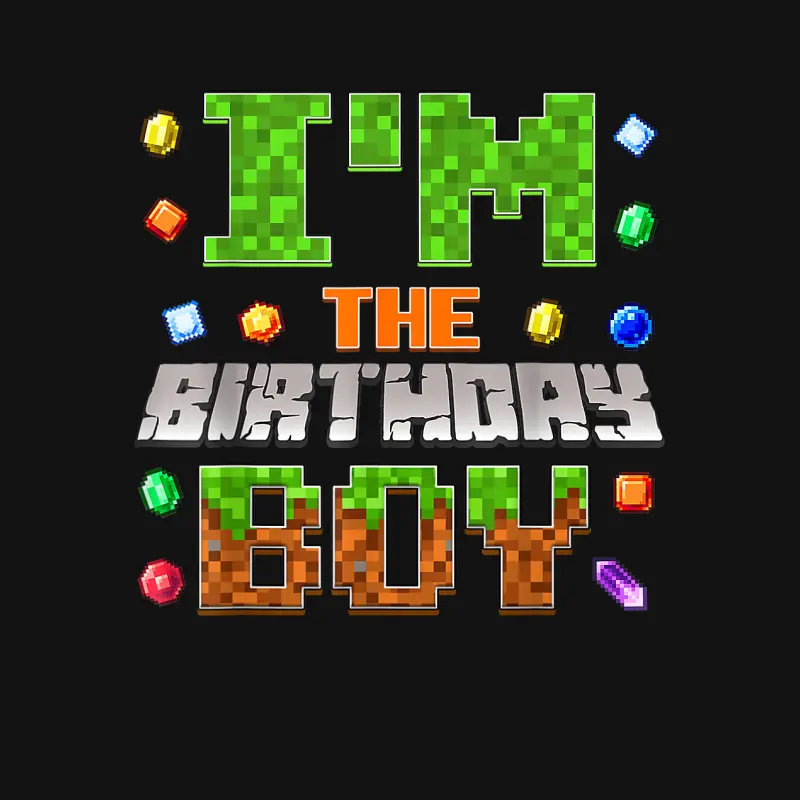 I'm The Birthday Boy Party Video Gamer Pixel Number Youth Staple T-Shirt