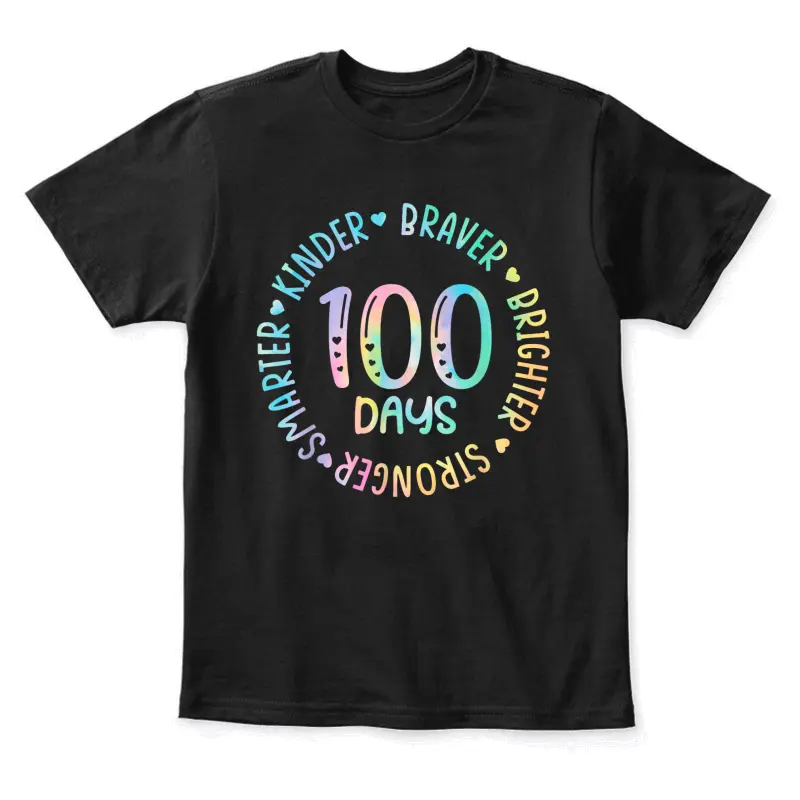 100 Days Smarter Kinder Stronger Braver 100Th Day Of School Youth Staple T-Shirt