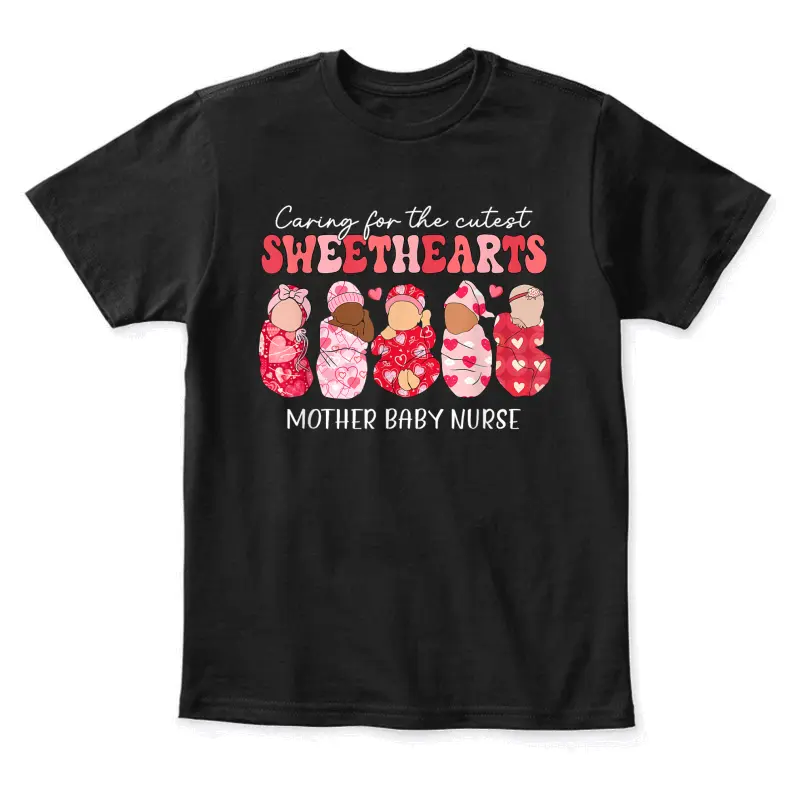 Caring For Cutest Sweethearts Mother Baby Nurse Valentine's Youth Staple T-Shirt
