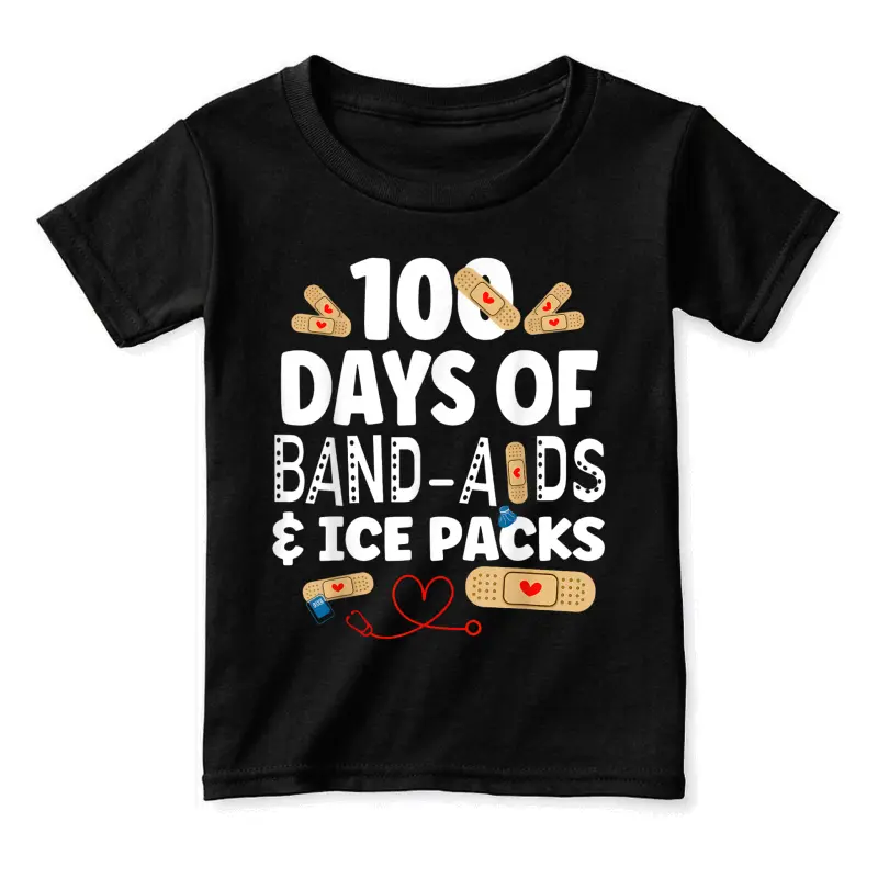 100 Days Band Aids & Ice Packs Nurse 100 Days Of School Toddler Staple T-Shirt