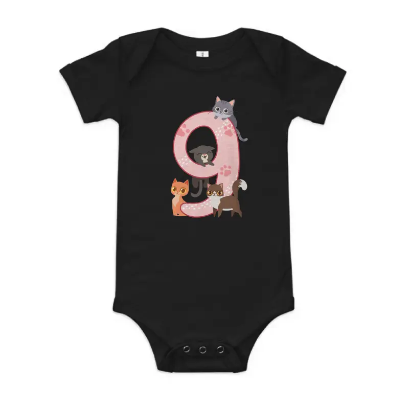 9Th Birthday Girl Cats Outfit 9 Years Old Baby Onesie