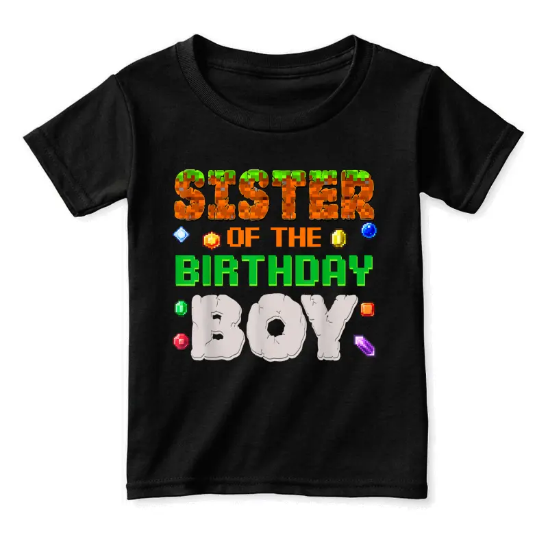 Sister Of The Birthday Boy Pixel Number Video Gamer Toddler Staple T-Shirt
