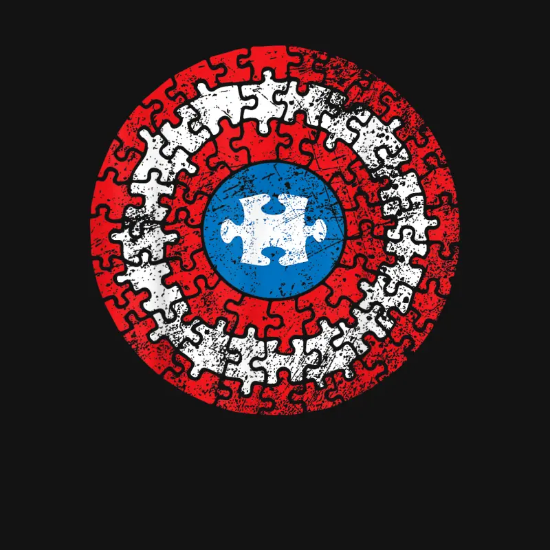Captain Autism Aspergers Awareness Superhero Puzzle Shield Unisex Long Sleeve T-Shirt