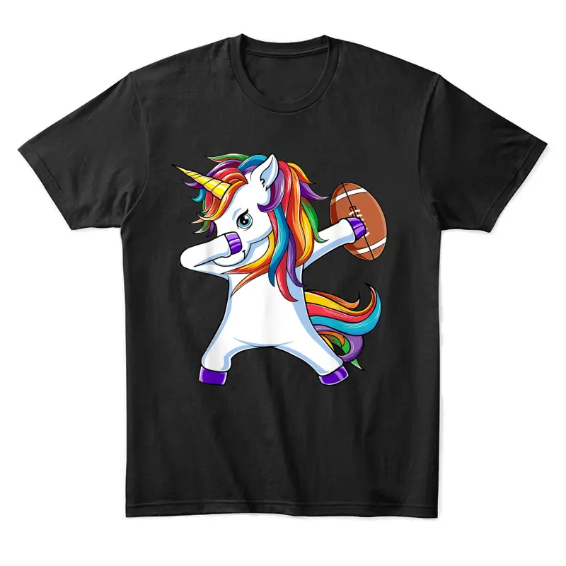 Funny Dabbing Unicorn American Football Gift For Girls Women Unisex Staple T-Shirt