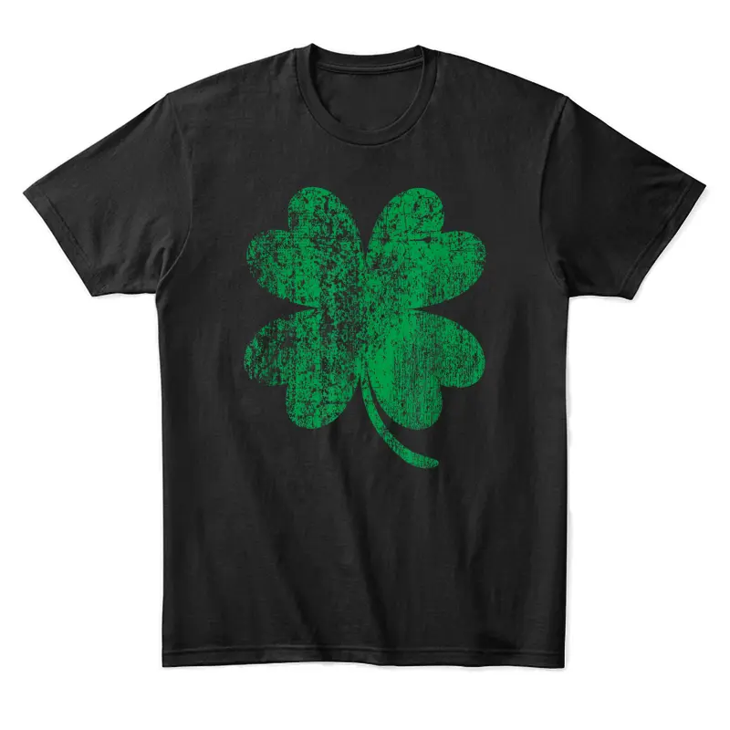 Vintage Faded Retro Four Leaf Clover St Patricks Day Unisex Staple T-Shirt