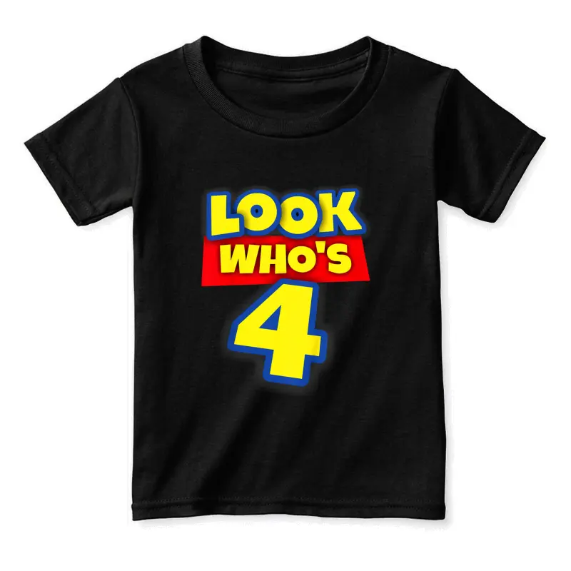 4 Year Old Birthday Party Theme Boys Girls Look Who's 4 Toddler Staple T-Shirt