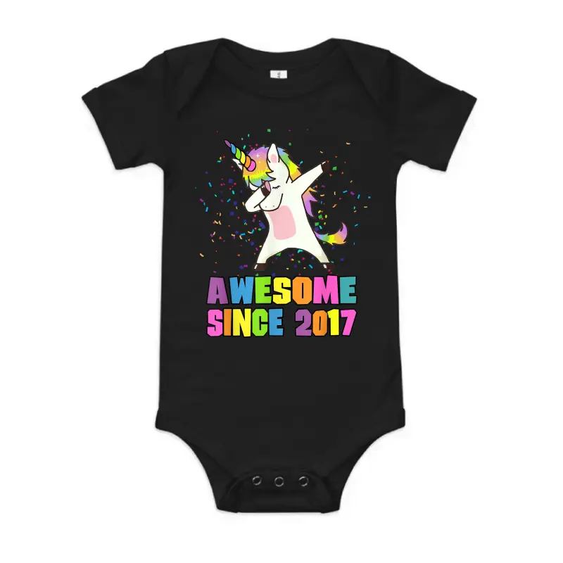 Awesome Since 2017 Unicorn Baby Onesie