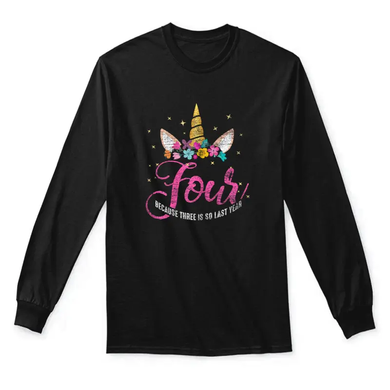 4 Years Old Birthday Girl Gifts Unicorn 4Th Birthday Unisex Long Sleeve T-Shirt
