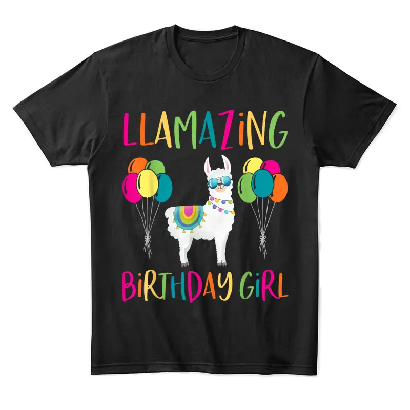 Girl Llama Birthday Llamazing Party Alpaca Balloons Gift Unisex Staple T-Shirt