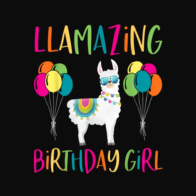 Girl Llama Birthday Llamazing Party Alpaca Balloons Gift Unisex Staple T-Shirt