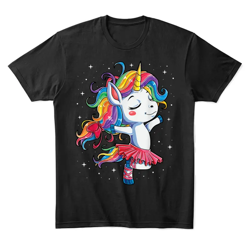 Ballet Dancer Unicorn Girls Women Rainbow Ballerina Color Unisex Staple T-Shirt