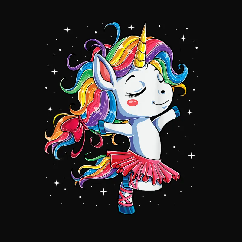 Ballet Dancer Unicorn Girls Women Rainbow Ballerina Color Unisex Staple T-Shirt