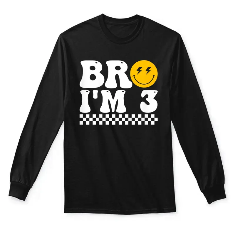 Bro I’m 3 Groovy 3Rd Birthday 3 Year Old Birthday Unisex Long Sleeve T-Shirt