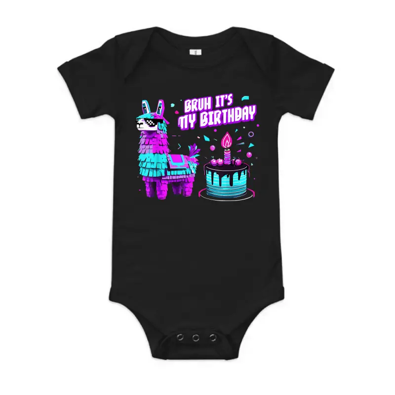 Bruh It's My Birthday Llama Gamer Tee For Parties Youth Baby Onesie