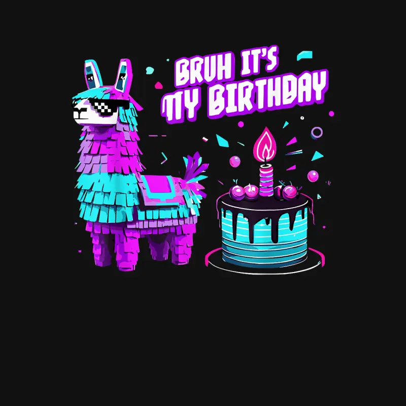 Bruh It's My Birthday Llama Gamer Tee For Parties Youth Baby Onesie