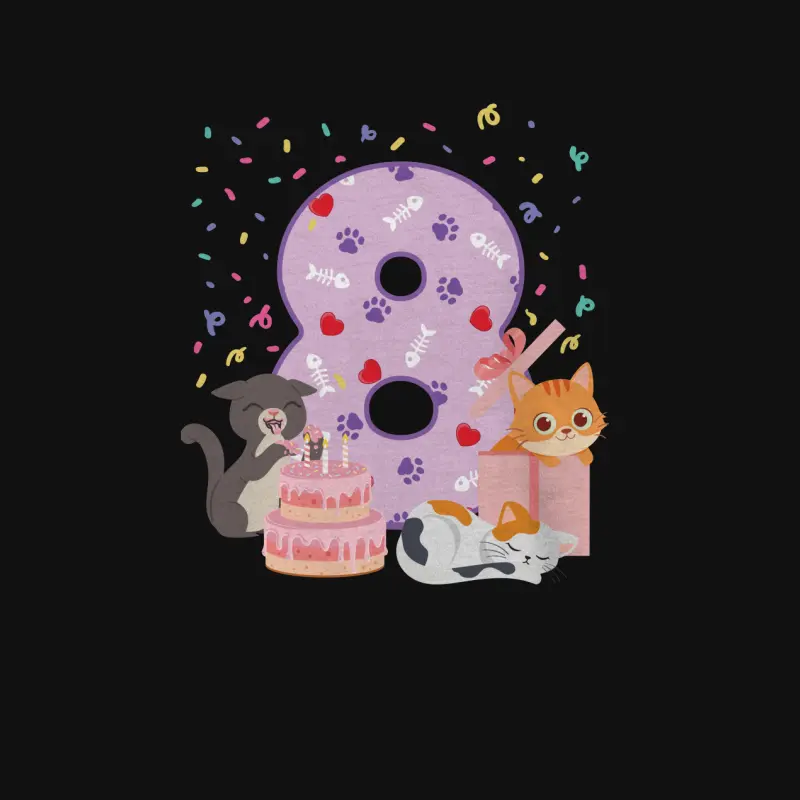 8Th Birthday Girl Cute Cat Outfit 8 Years Old Bday Party Baby Onesie