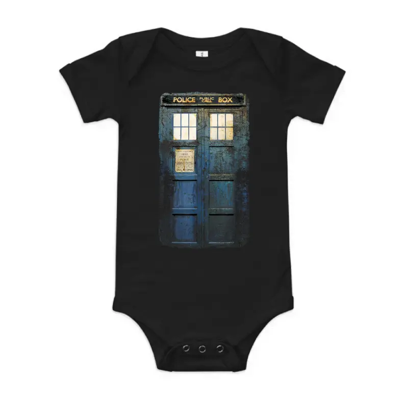 Doctor Who Cosplay Tardis Distressed Time-Traveller Sci-Fan Baby Onesie