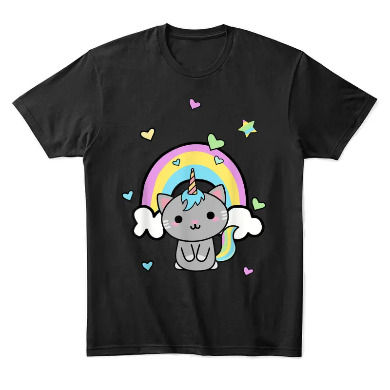 Unicorn Cat Rainbow Caticorn Kittycorn Cute Kawaii Gift Unisex Staple T-Shirt