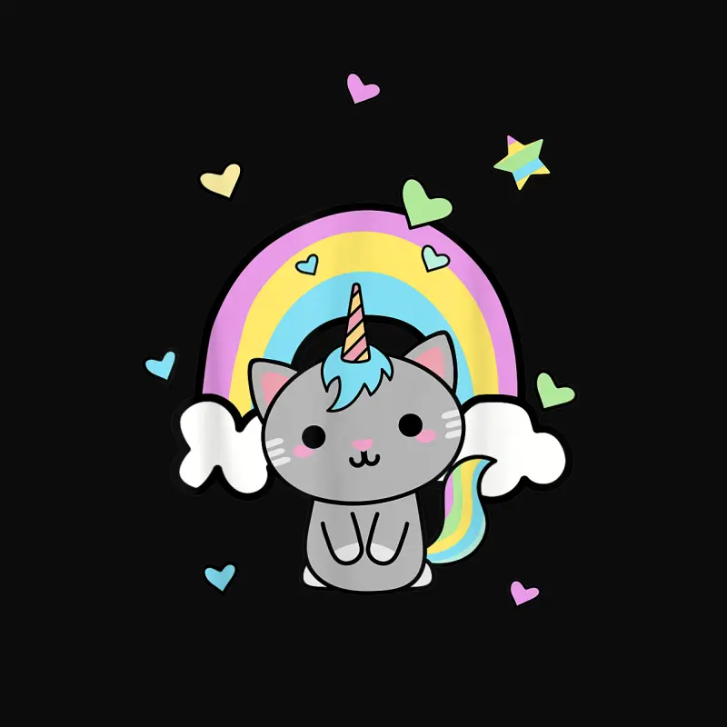 Unicorn Cat Rainbow Caticorn Kittycorn Cute Kawaii Gift Unisex Staple T-Shirt