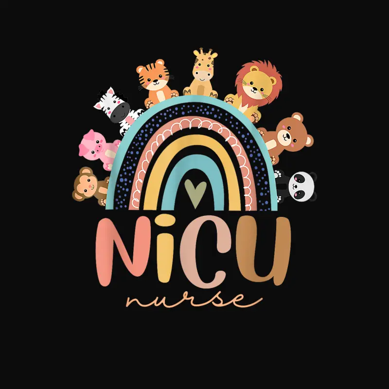 Nicu Nurse Rainbow Animal Neonatal Nicu Nurse Appreciation Unisex Staple T-Shirt