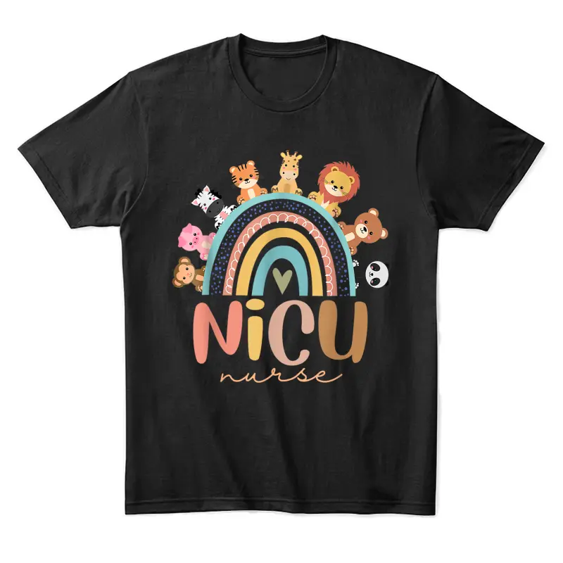 Nicu Nurse Rainbow Animal Neonatal Nicu Nurse Appreciation Unisex Staple T-Shirt