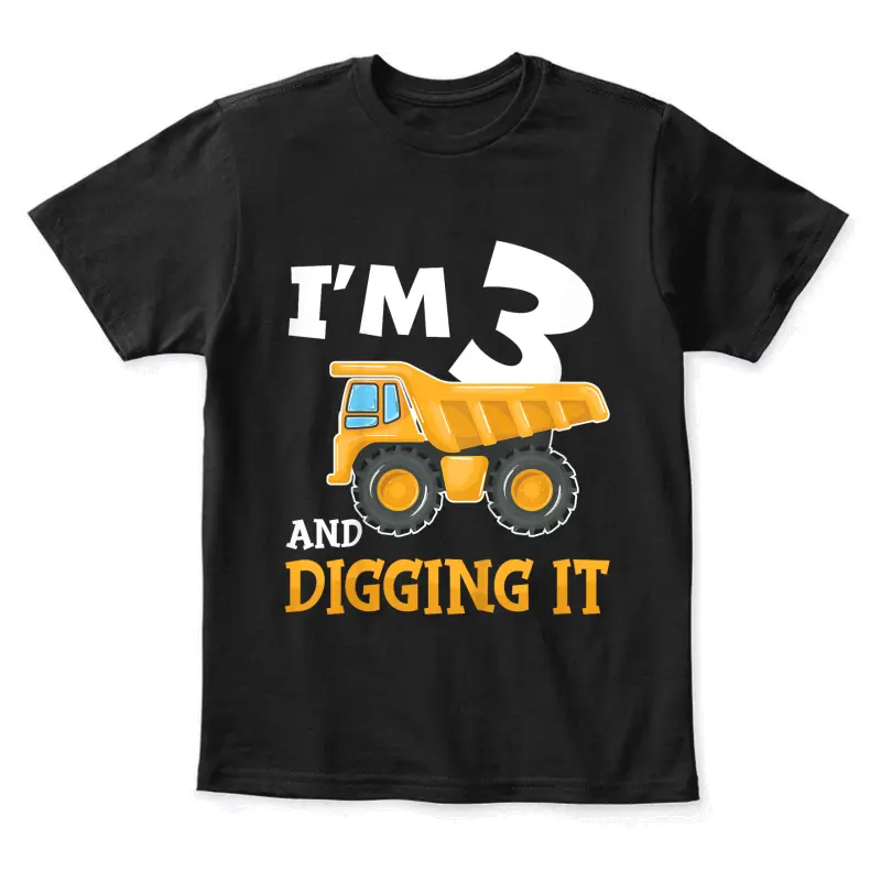 Three 3Yr 3Rd Birthday Construction Boy 3 Years Old Youth Staple T-Shirt