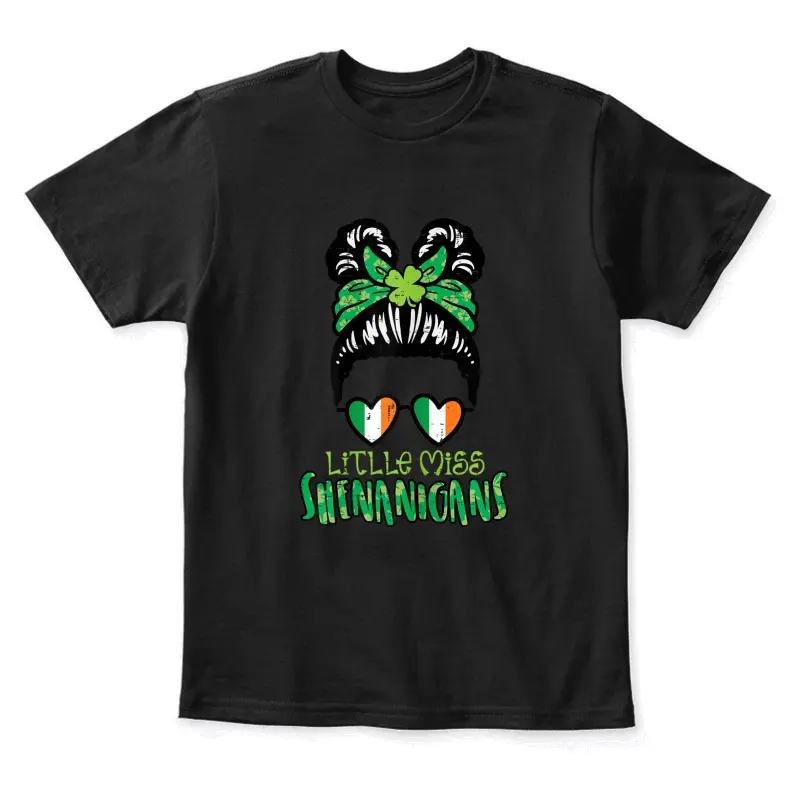 St Patricks Day Little Miss Shenanigans Bun Girls Kids Teens Youth Staple T-Shirt