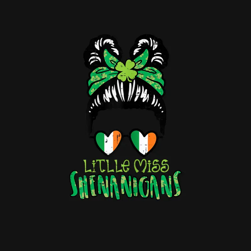 St Patricks Day Little Miss Shenanigans Bun Girls Kids Teens Youth Staple T-Shirt