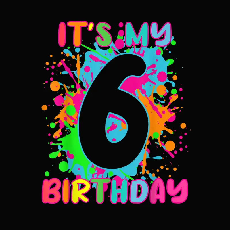 6Th Birthday Paint Splashes T-Shirt Kids, Girls, Boys 6 Year Toddler Staple T-Shirt