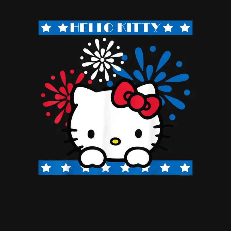 Hello Kitty Fireworks 4Th Of July Red White Blue Americana Unisex Long Sleeve T-Shirt