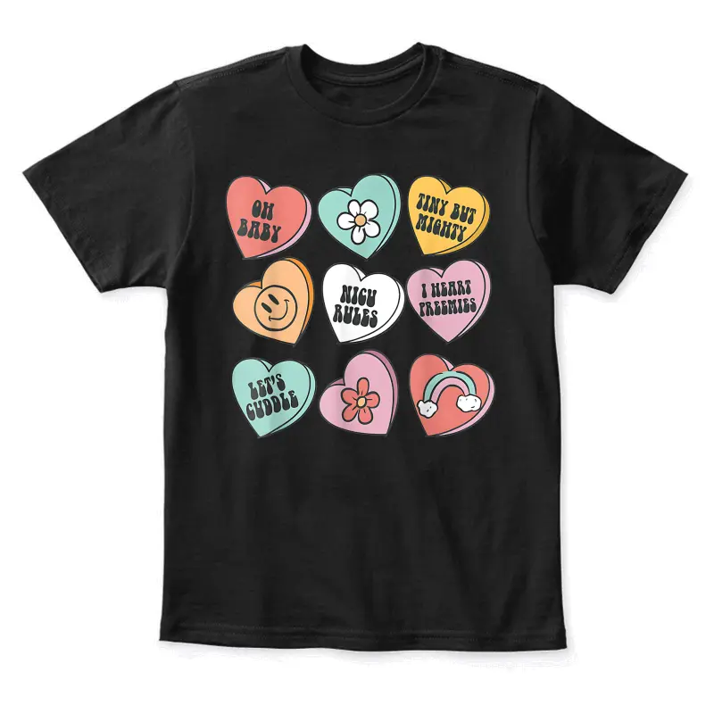 Groovy Heart Candy Nicu Nurse Valentines Day Gifts Youth Staple T-Shirt