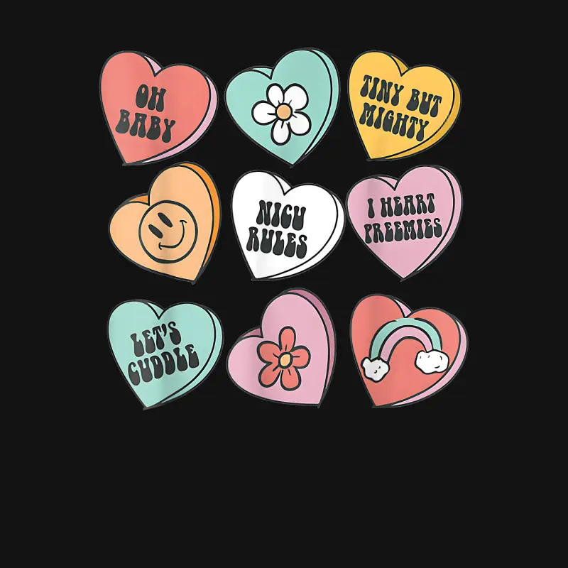 Groovy Heart Candy Nicu Nurse Valentines Day Gifts Youth Staple T-Shirt